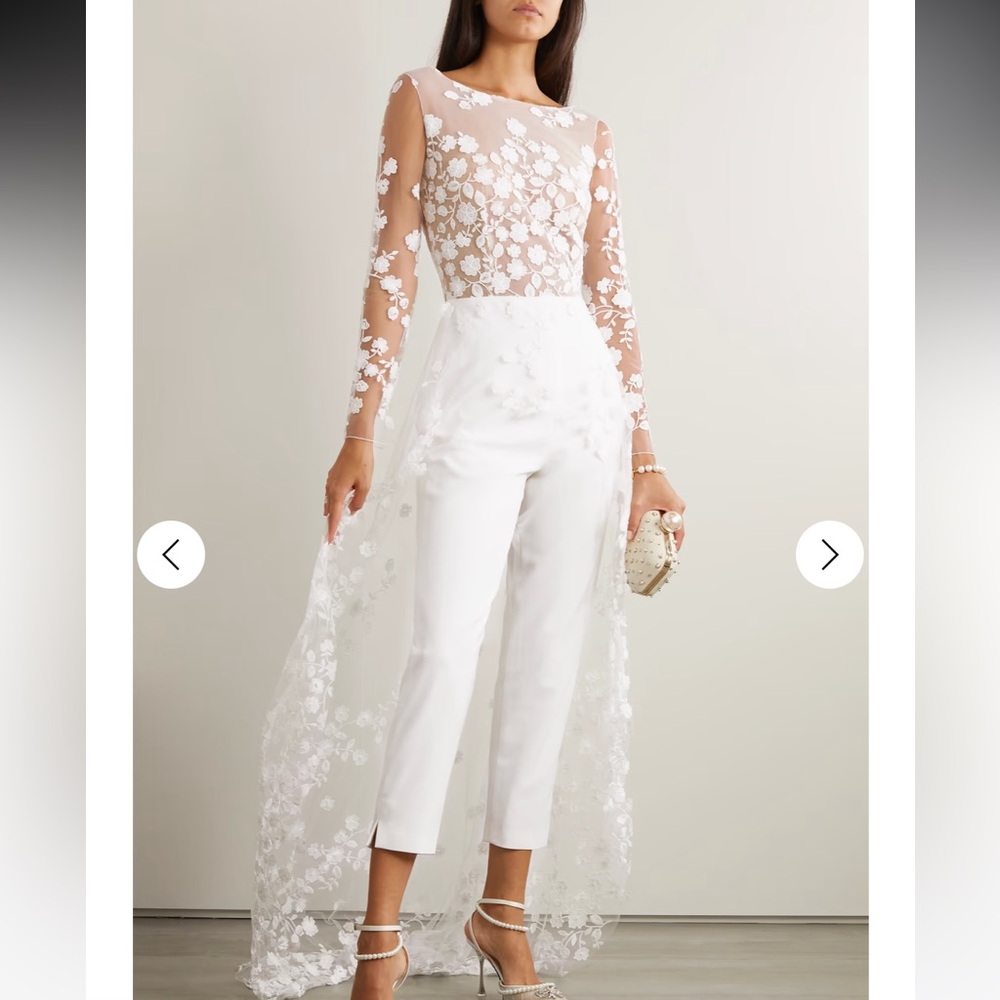 RIME ARODAKY
Patsy lace-trimmed embroidered tulle and crepe jumpsuit